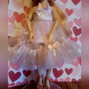 Pink Heart Tulle Dress For Rainbow High (Handmade)